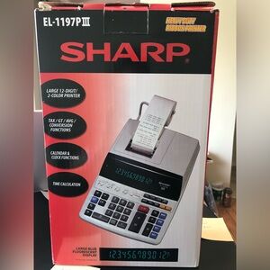 Sharp EL-1197PIII Heavy Duty Color Printing Calculator with Clock and Calendar